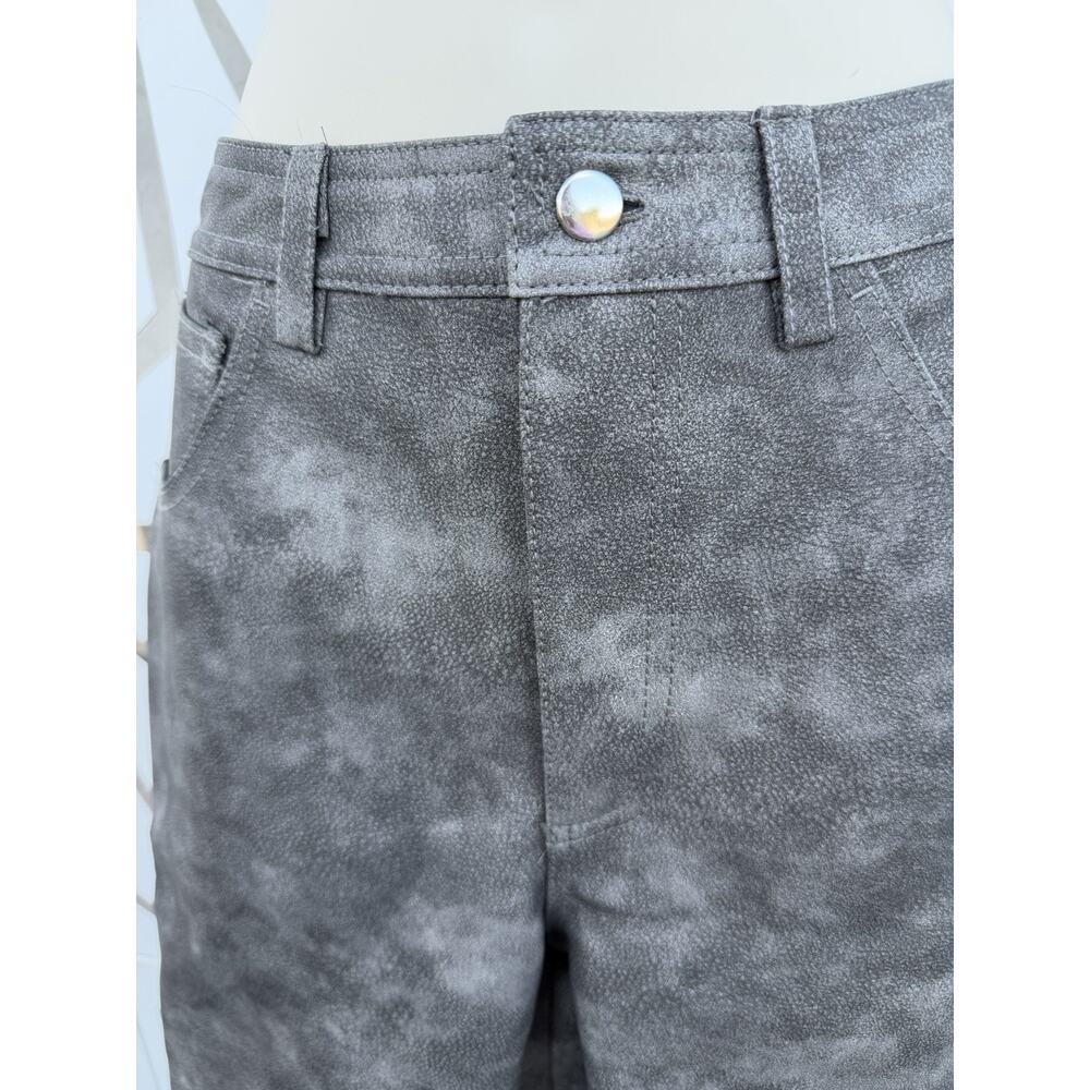 Topshop Faux Leather Washed Effect High Rise Straight Leg Pants in Gray 6 NWT 👖 - Picture 2 of 4